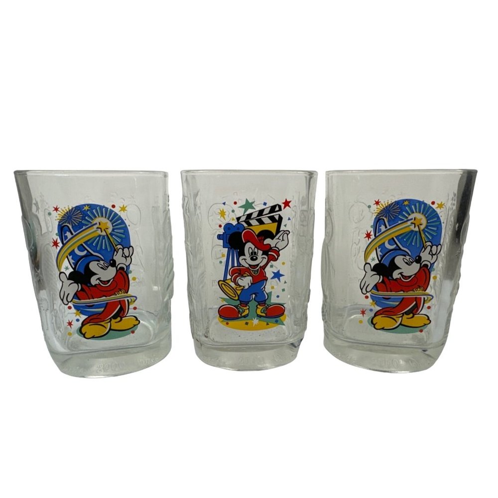 McDonalds 2000 Walt Disney World Celebration Mickey Mouse 3 Glasses Epcot